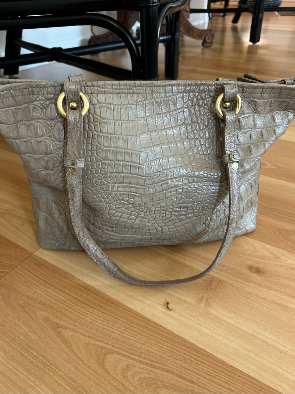 Brahmin Gray Croc-Embossed Tote - Picture 3 of 6